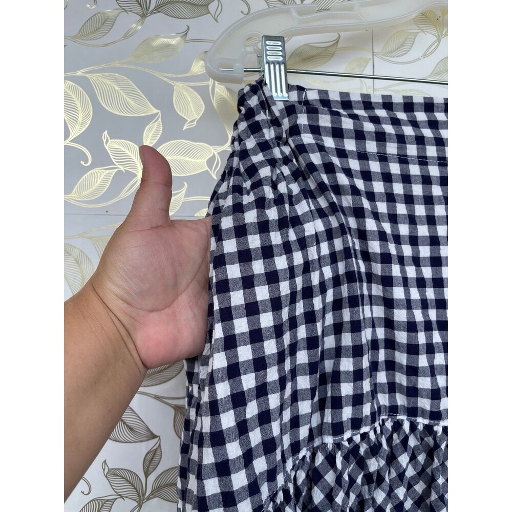 LWN Blue White Gingham 2-Piece Set Top Skirt M Lagenlook Vintage Indie - Picture 10 of 12
